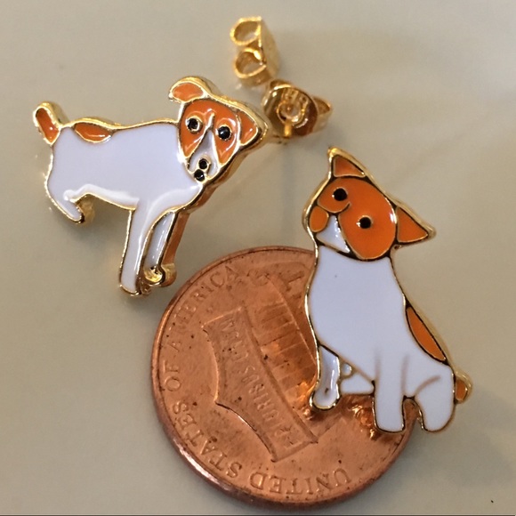 Cute Enamel dogs 🐕 orange & white - Picture 2 of 5
